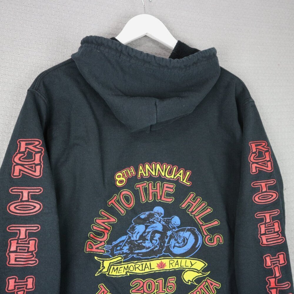 Run To The Hills 2015 Memorial Biker Rally Zip Up Hoodie Vintage Small - Picture 5 of 5